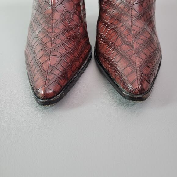 RAYE x House of Harlow 1960 Nick Croc Leather Point Cowboy Block Bootie Boot 7.5 - Picture 4 of 8
